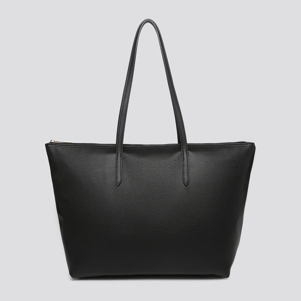 Lareg Leather Look Tote Bag Black - Sugarplum Boutique