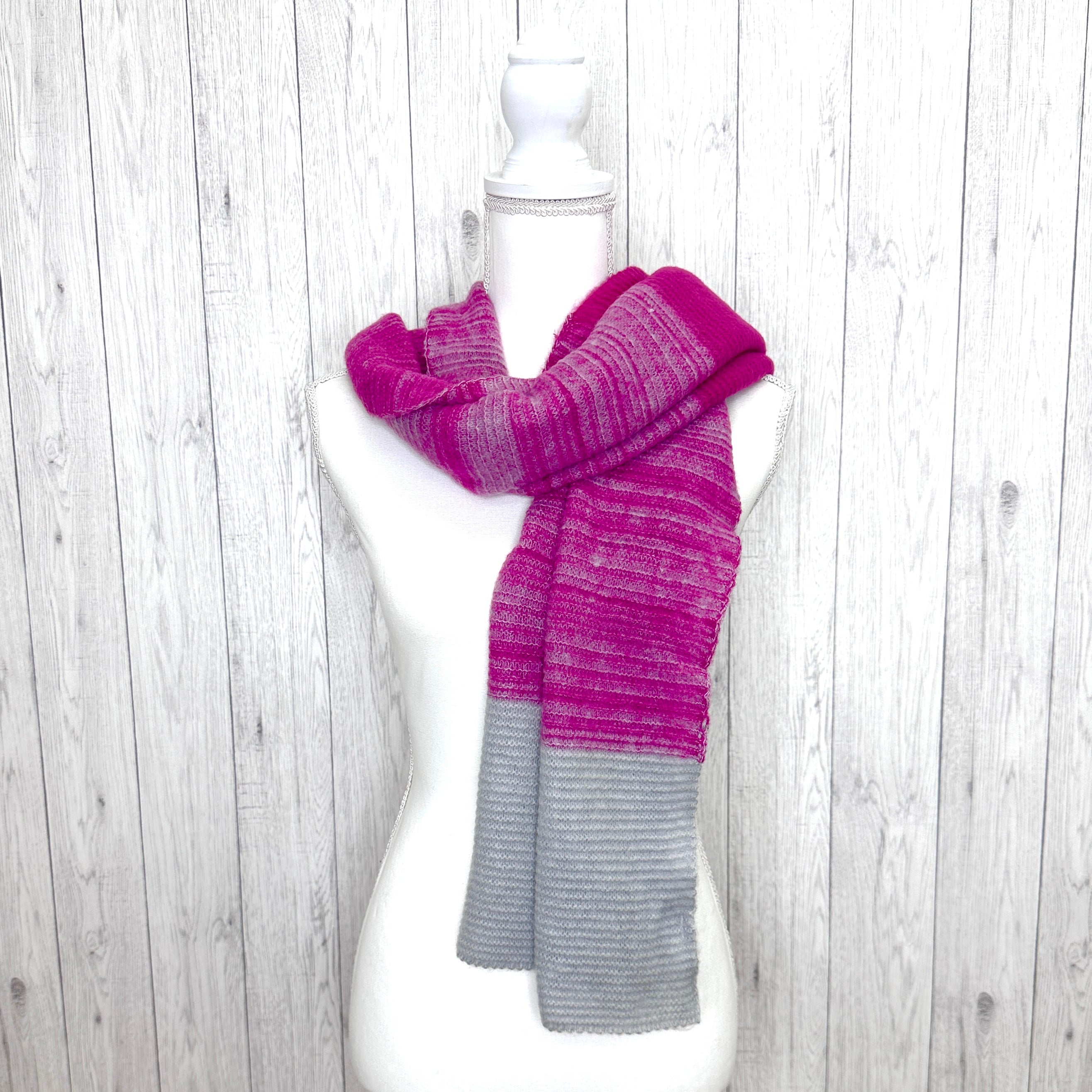 Alex Plain Ribbed Knitted Blanket Scarf Cerise Pink – Sugarplum