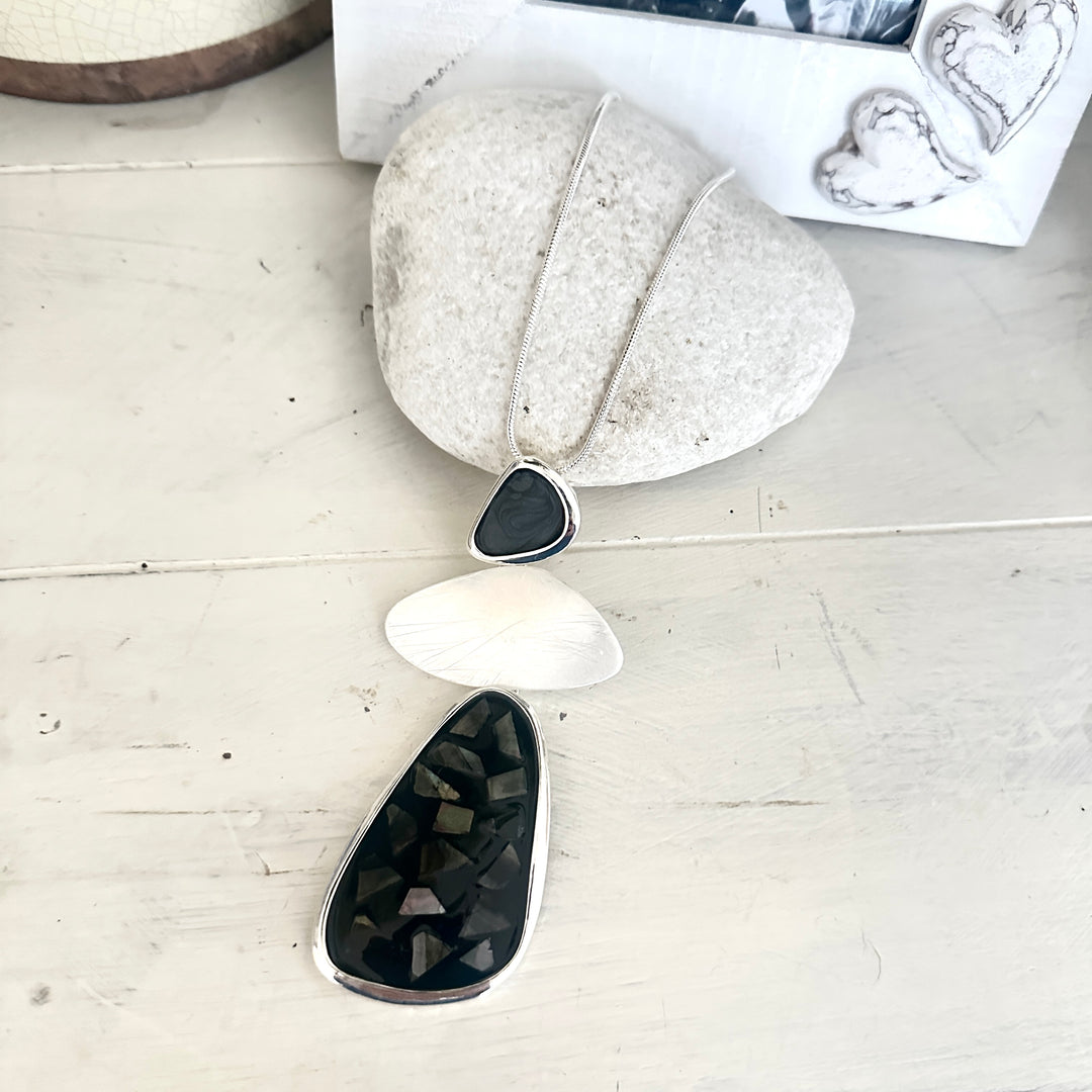 Ariana Long Necklace Silver - Sugarplum Boutique