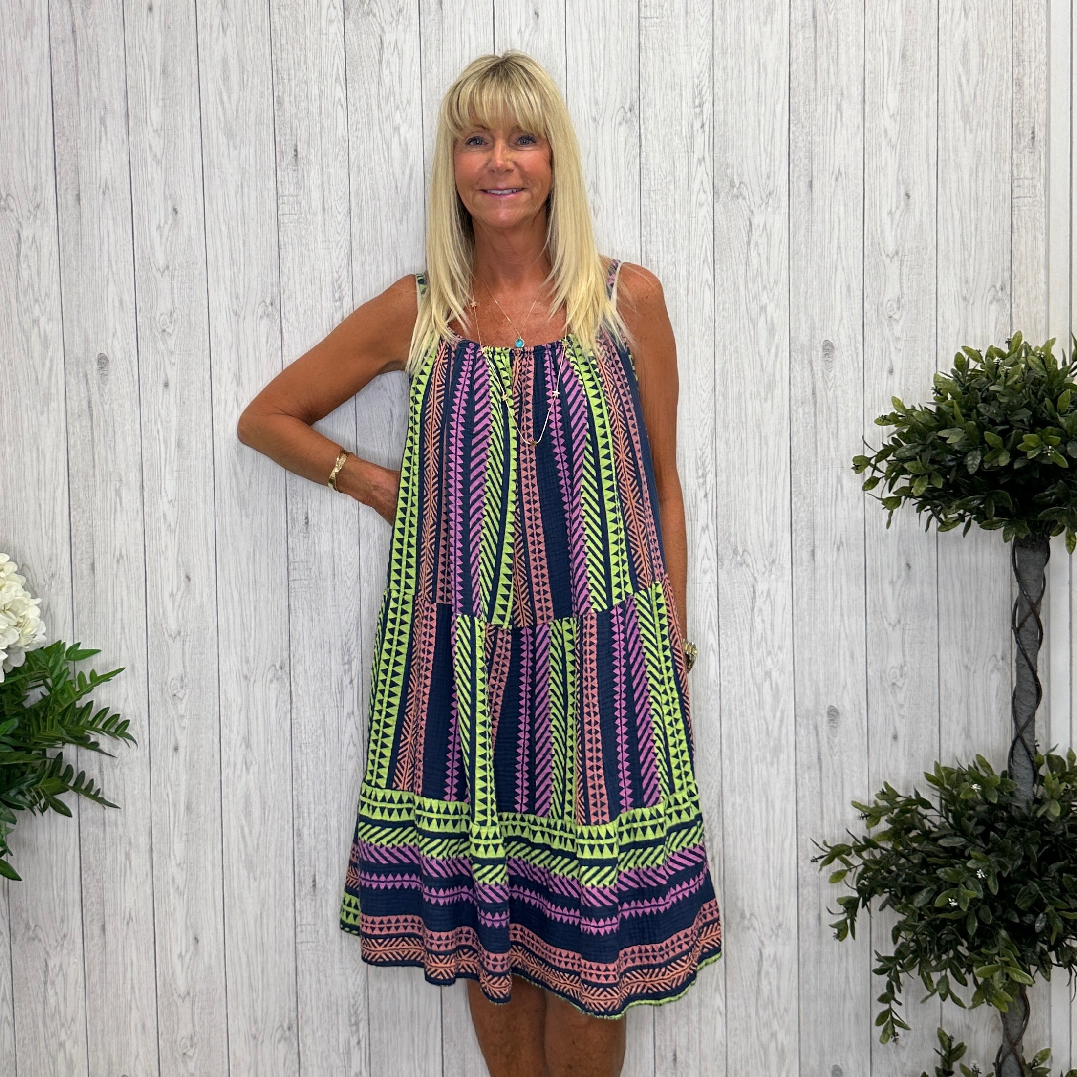 Serena Dress Aztec Navy