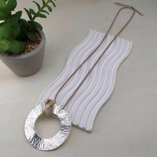 Betty Circle Adjustable Long Necklace Silver - Sugarplum Boutique