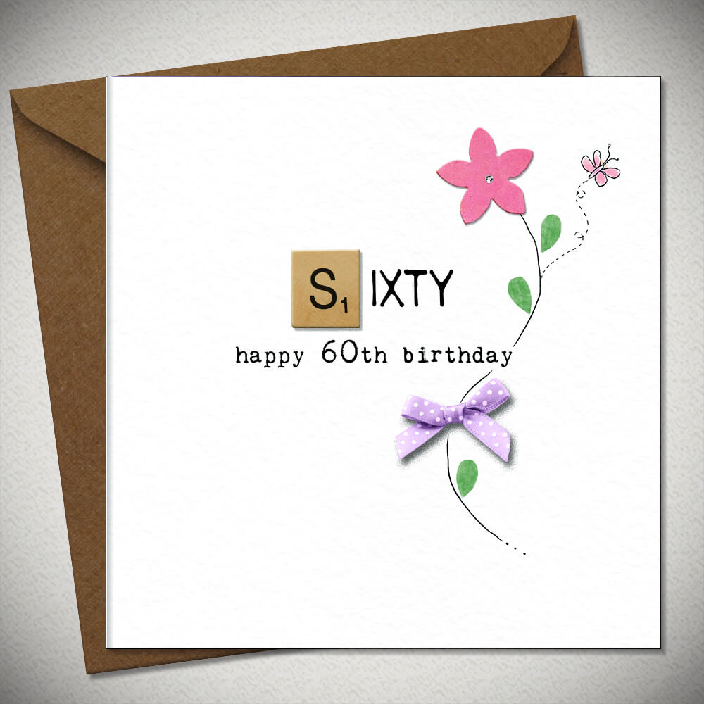 Bexy Boo Sixty Scrabble Piece Birthday Greeting Card - Sugarplum Boutique