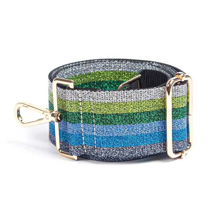 Blue Green Lurex Stripe Bag Strap - Sugarplum Boutique