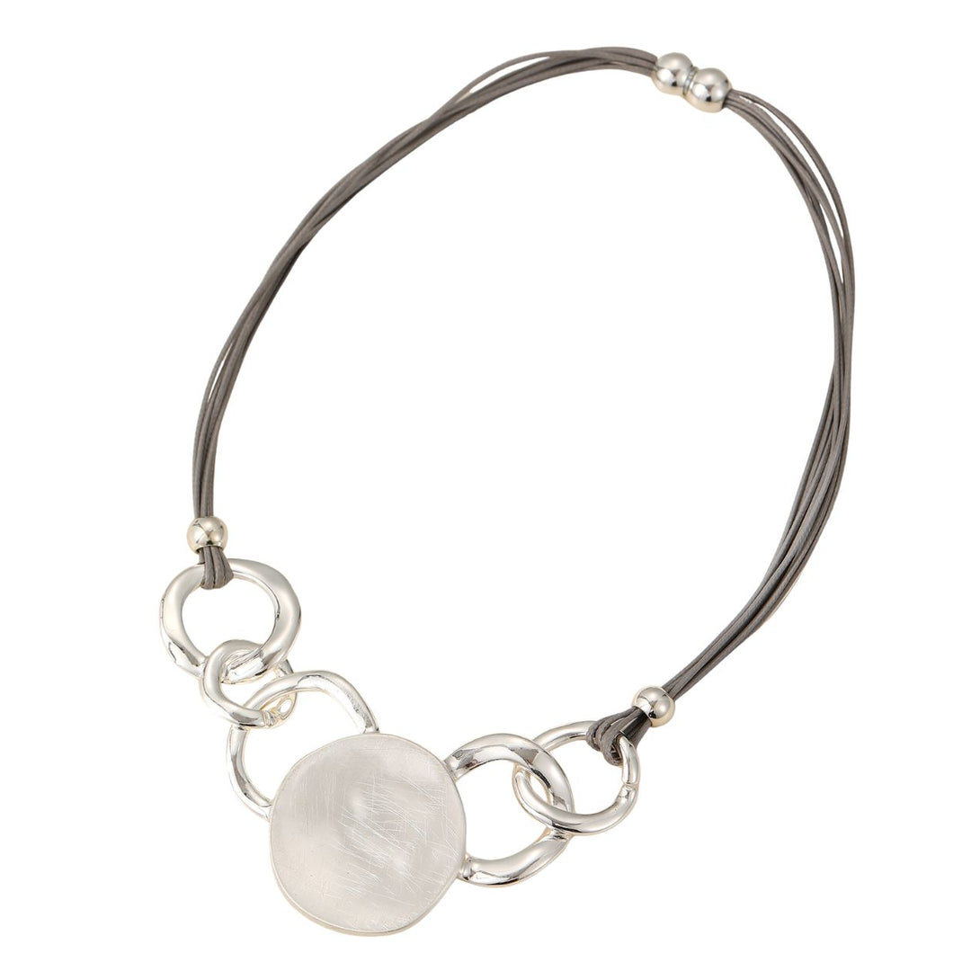 Cindy Circle Multi Strand Magnetic Short Necklace Silver - Sugarplum Boutique