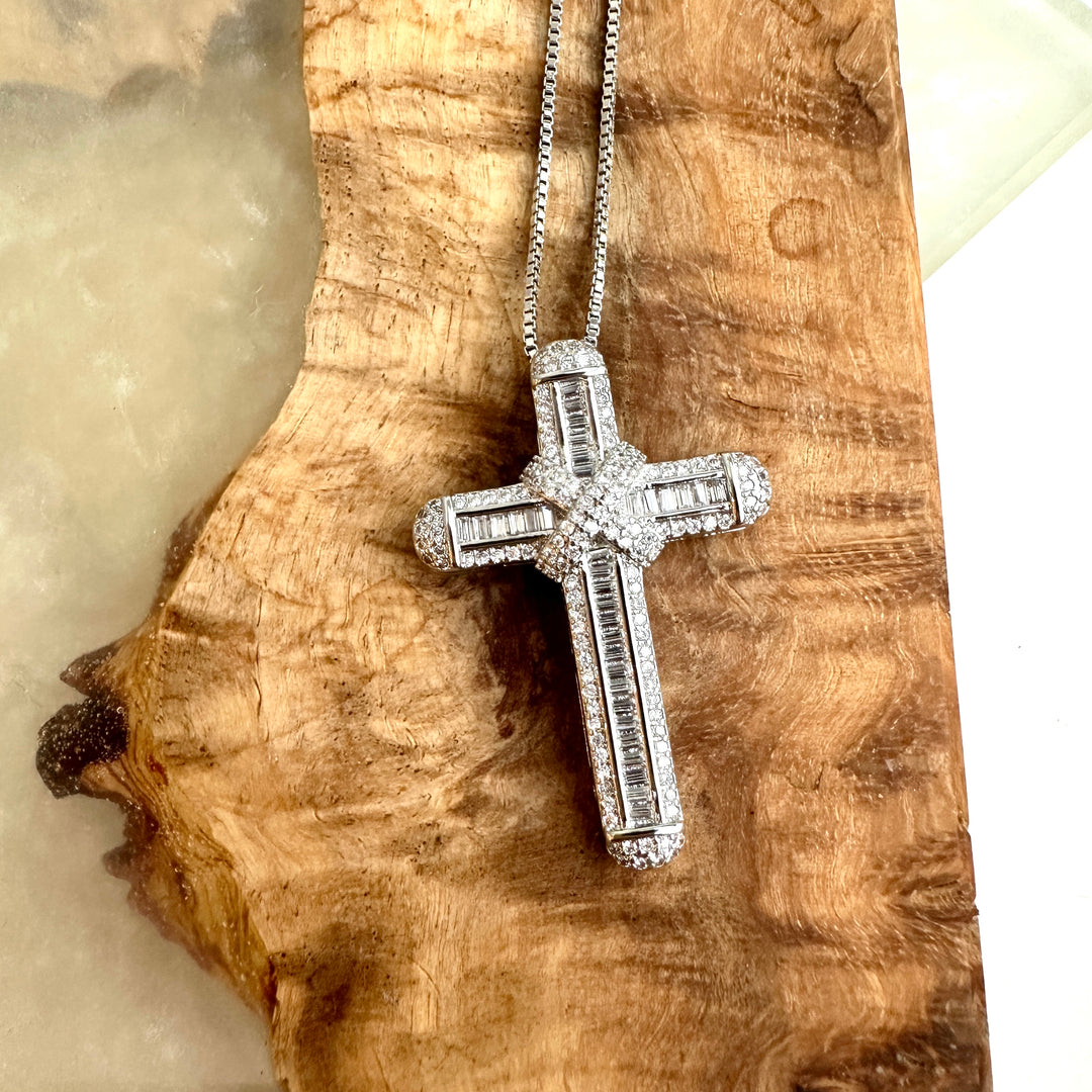 Claro Cubic Zirconia Cross Short Necklace - Sugarplum Boutique
