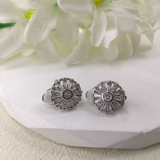 Connie Clip On Circle Diamante Stud Earrings - Sugarplum Boutique