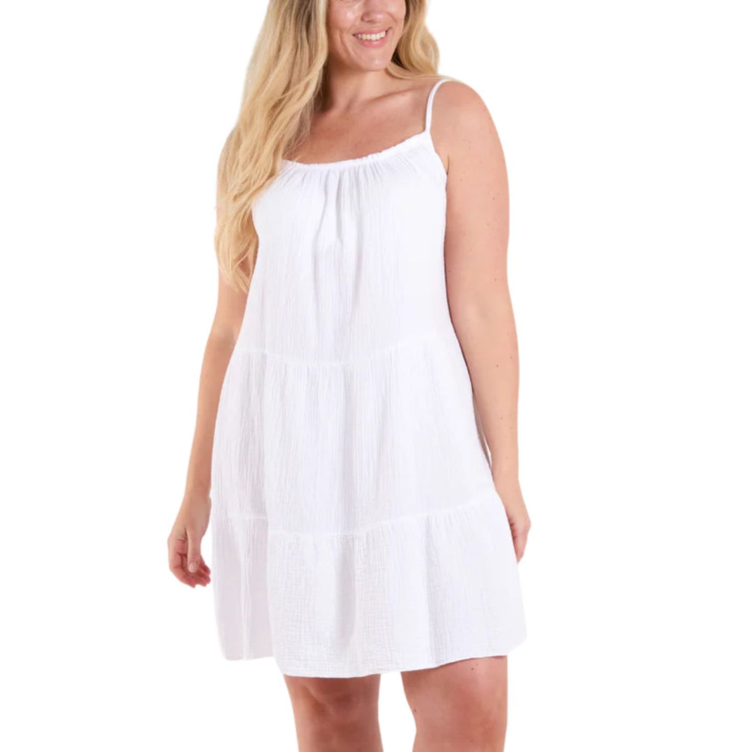 Cora Cotton Cheesecloth Tiered Summer Dress White - Sugarplum Boutique