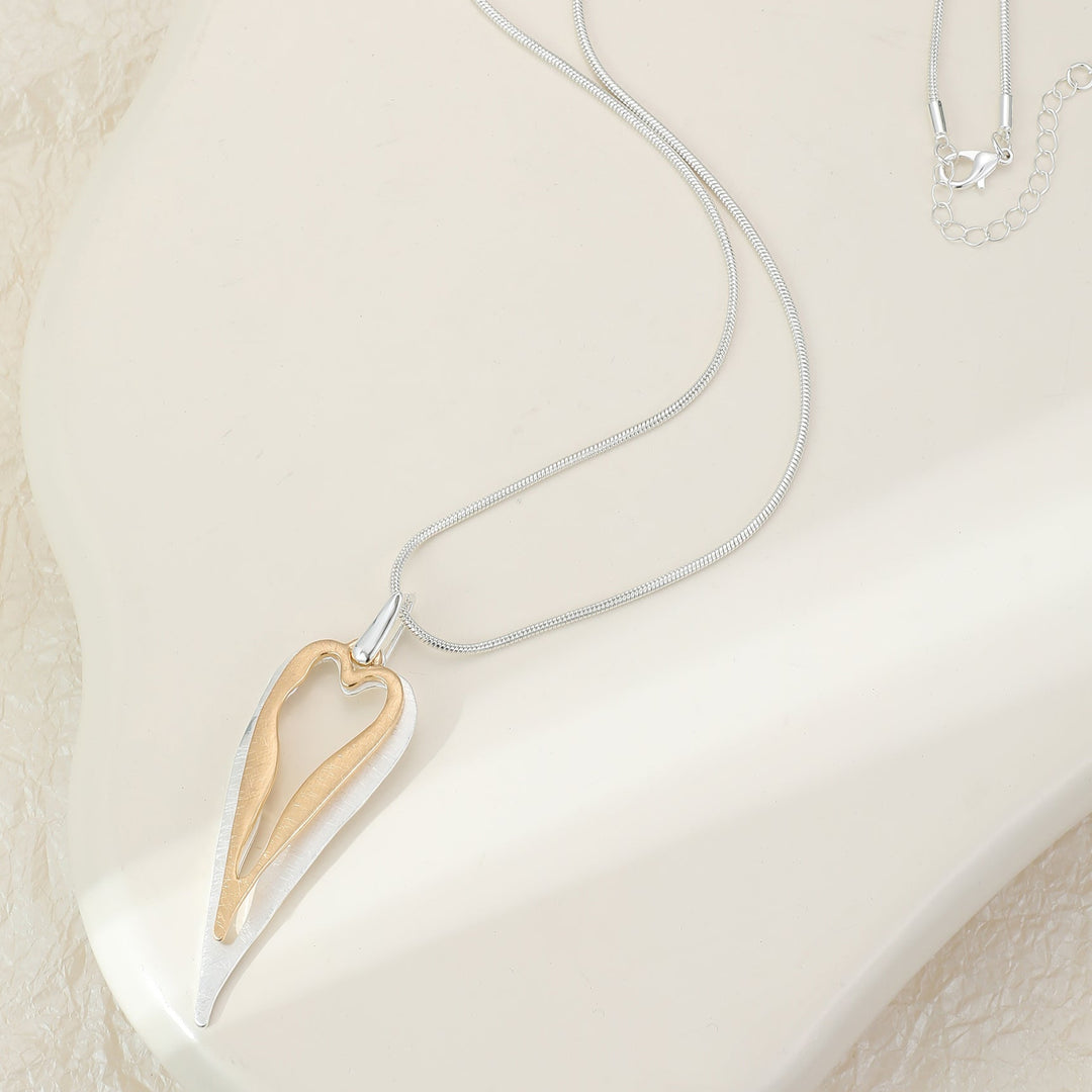 Double Open Heart Long Necklace Rose Gold - Sugarplum Boutique