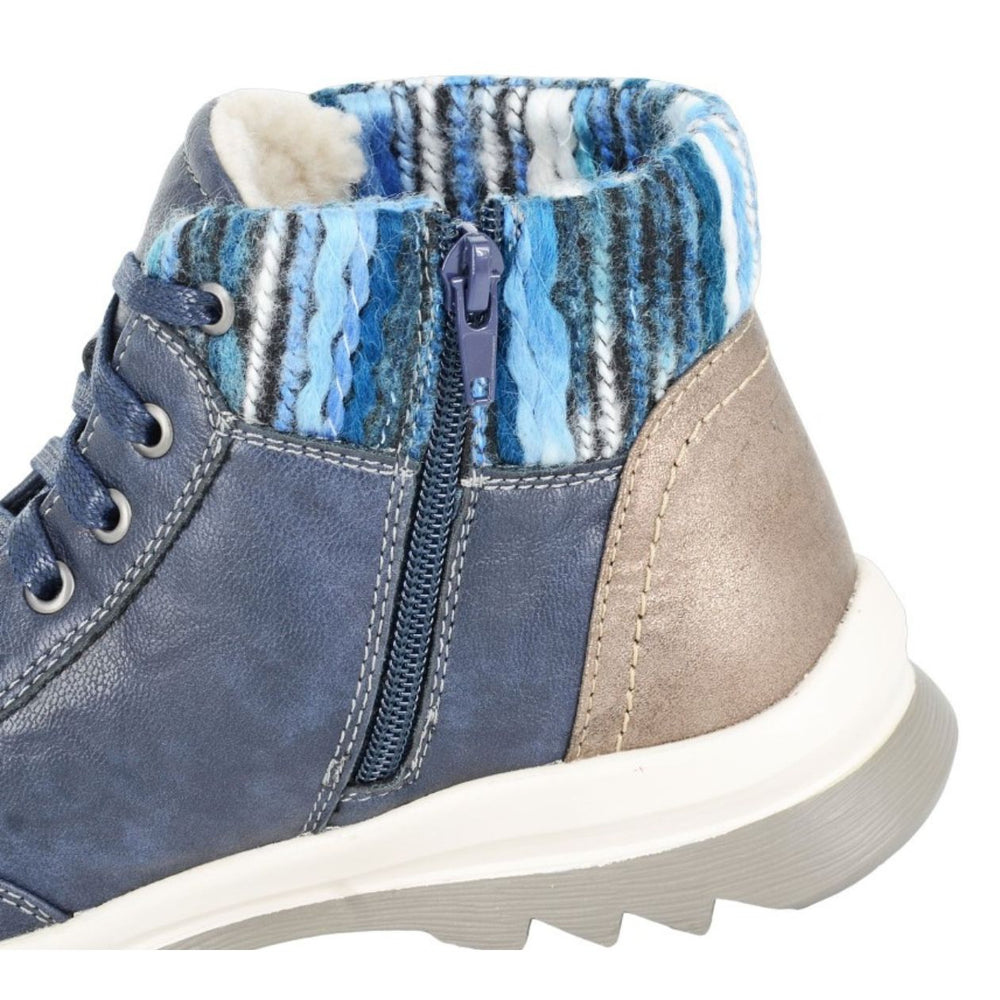 Erte Winter Faux Leather Ankle Boot Navy Blue - Sugarplum Boutique