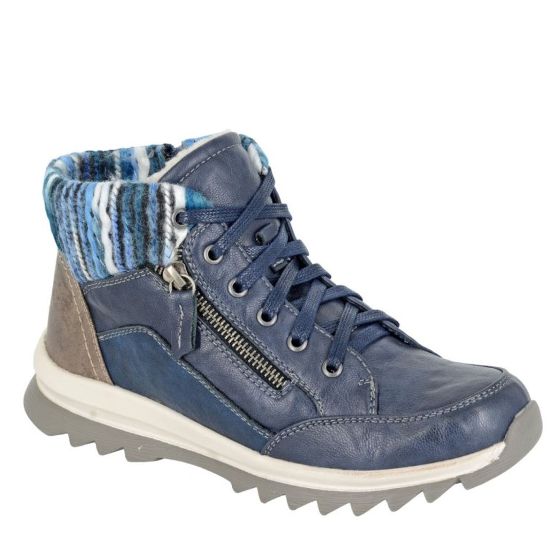 Erte Winter Faux Leather Ankle Boots Navy Blue - Sugarplum Boutique