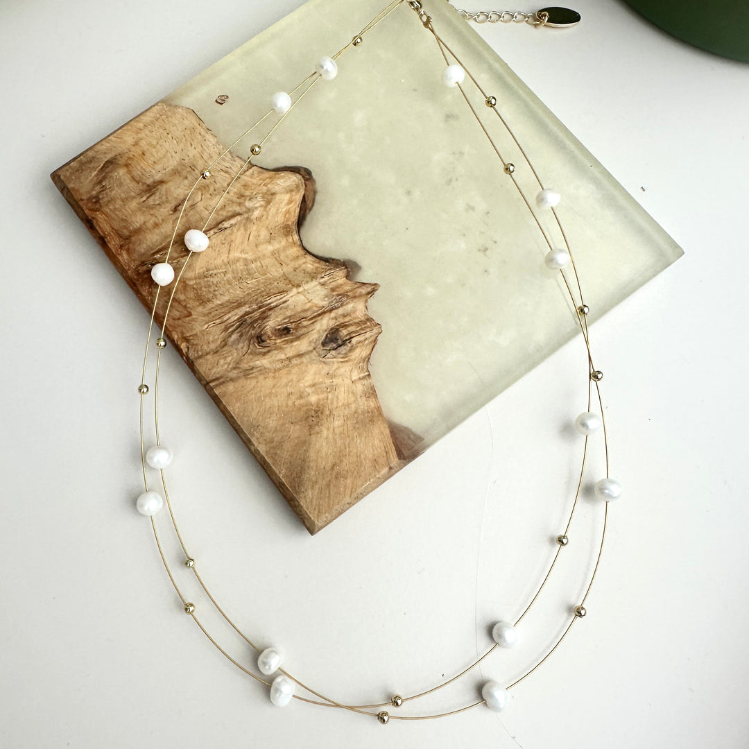 Freshwater Pearl Short Necklace Gold  - Sugarplum Boutique