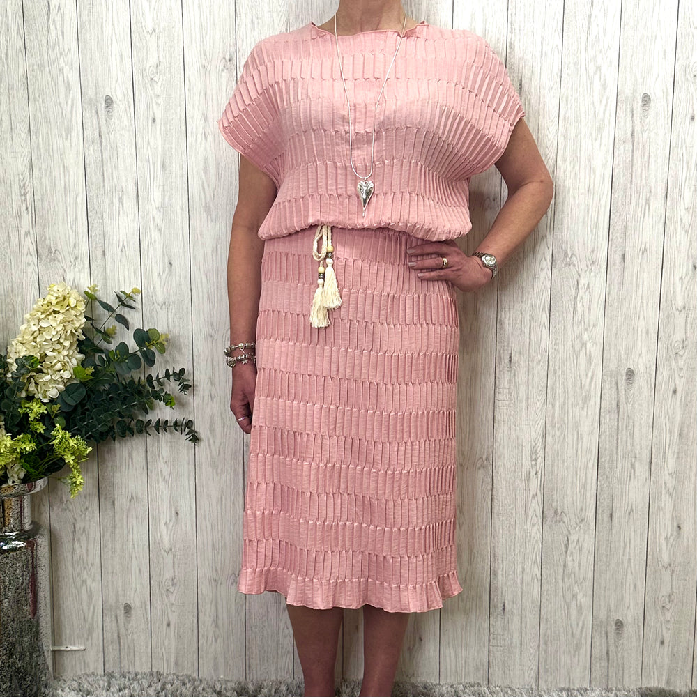 Kitty Belted Dress Vintage Pink - Sugarplum Boutique