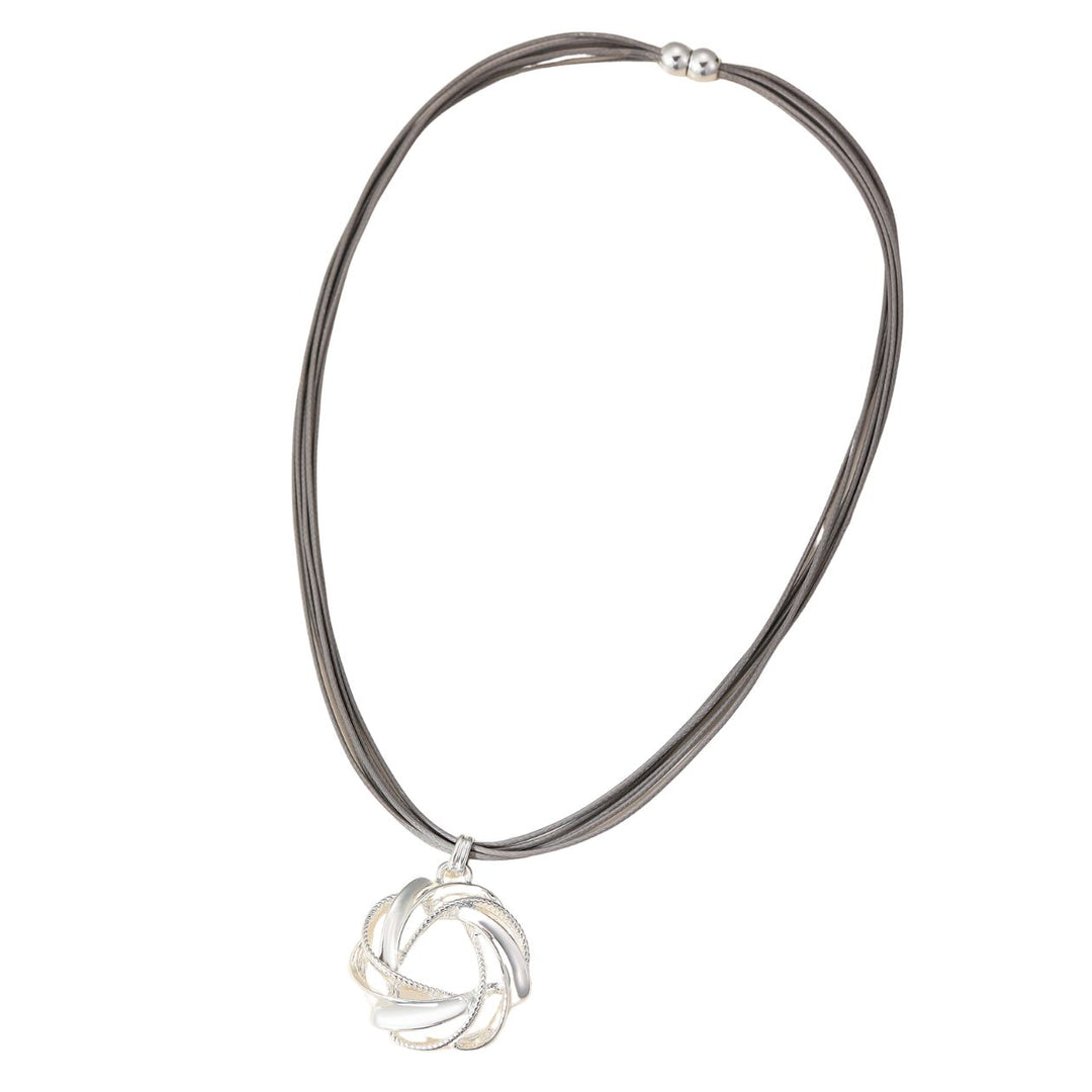 Gabby Rosette Multi Strand Magnetic Short Necklace Silver - Sugarplum Boutique