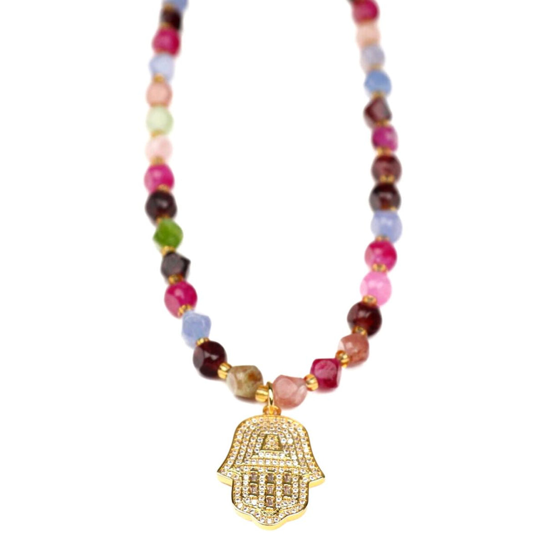 Hamsa Multi Bead Short Necklace - Sugarplum Boutique