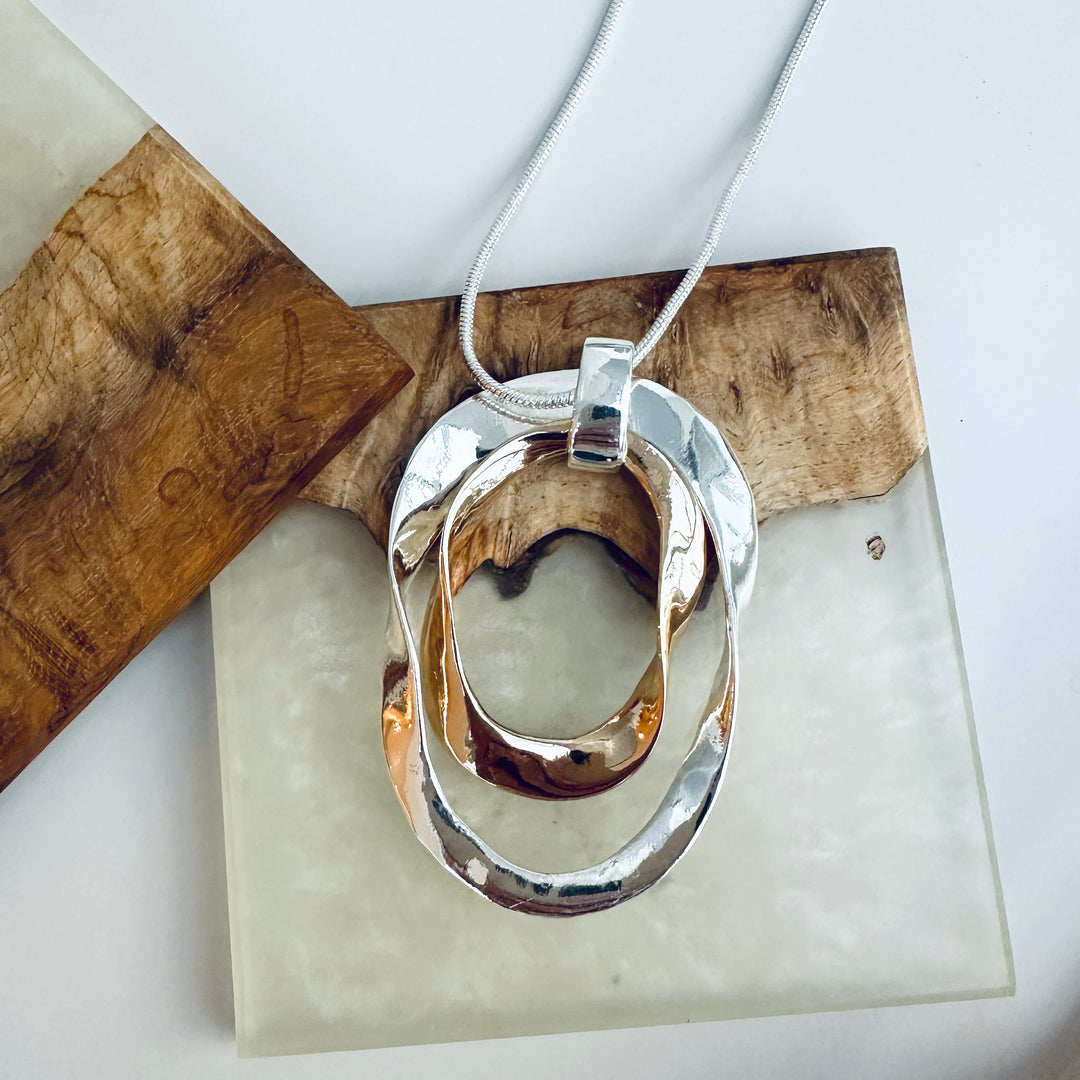 Harmony Double Loop Pendant Necklace Gold Silver - Sugarplum Boutique