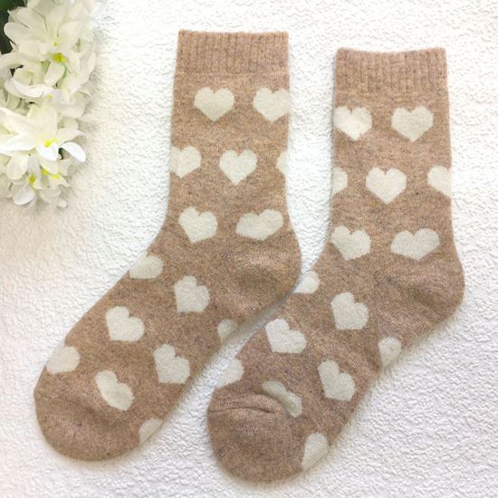 Heart Wool Mix Socks Mocha Brown - Sugarplum Boutique