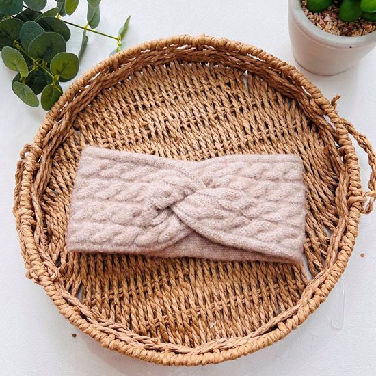 Helen Cable Knit Headband Stone - Sugarplum Boutique