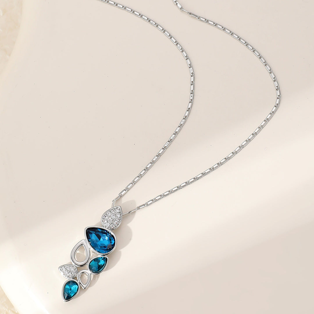 Jorja Jade Green Crystal Short Necklace Silver - Sugarplum Boutique