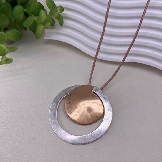 Lolo Double Circle Long Necklace Silver - Sugarplum Boutique