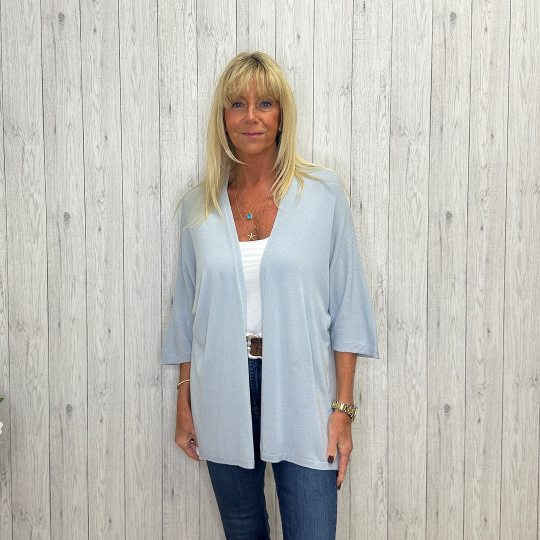 Made In Italy Lightweight Edge To Edge Cardigan Grey - Sugarplum Boutique