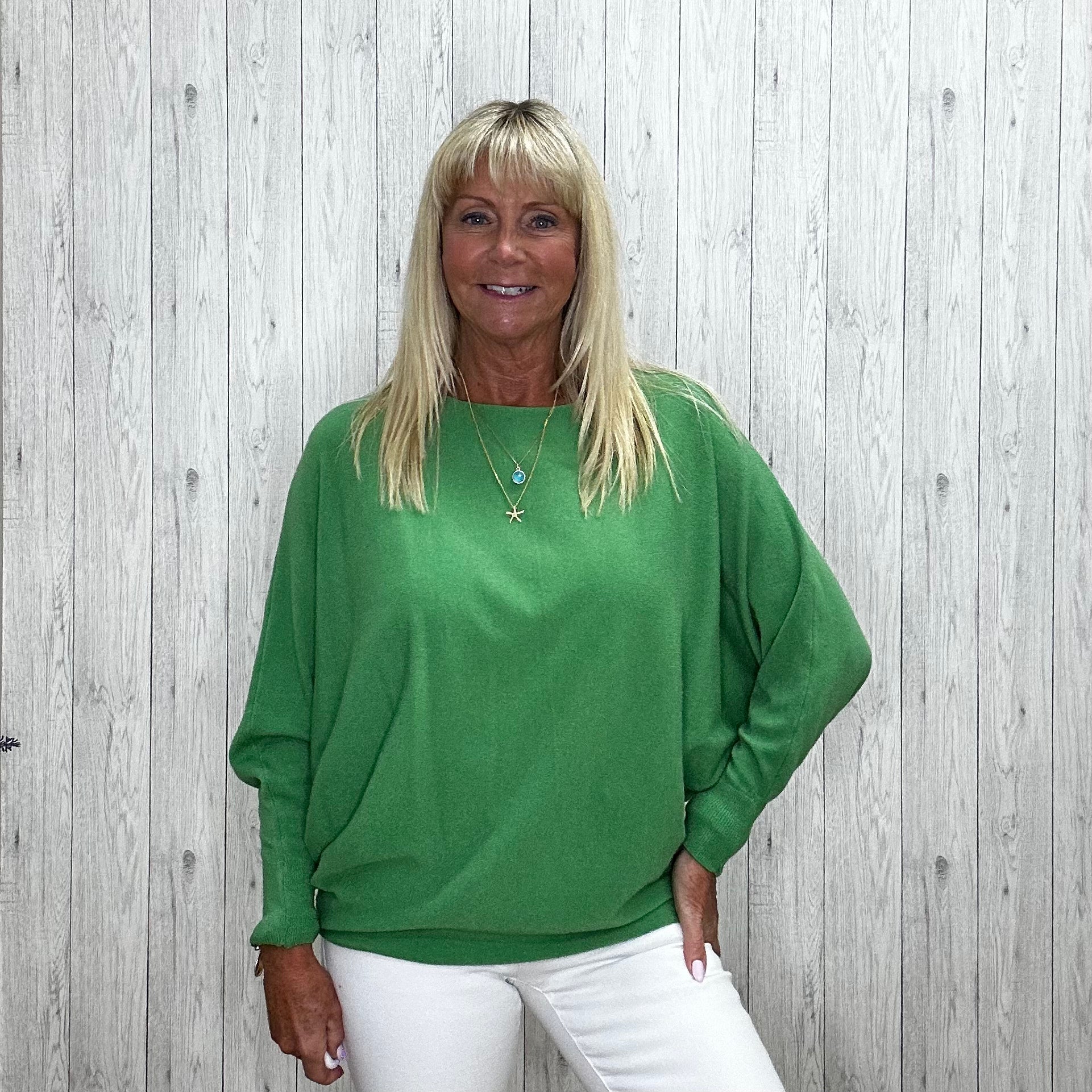 Emerald Green Jumpers Crew Neck Jumper Green Lurex Jumper Ladies
