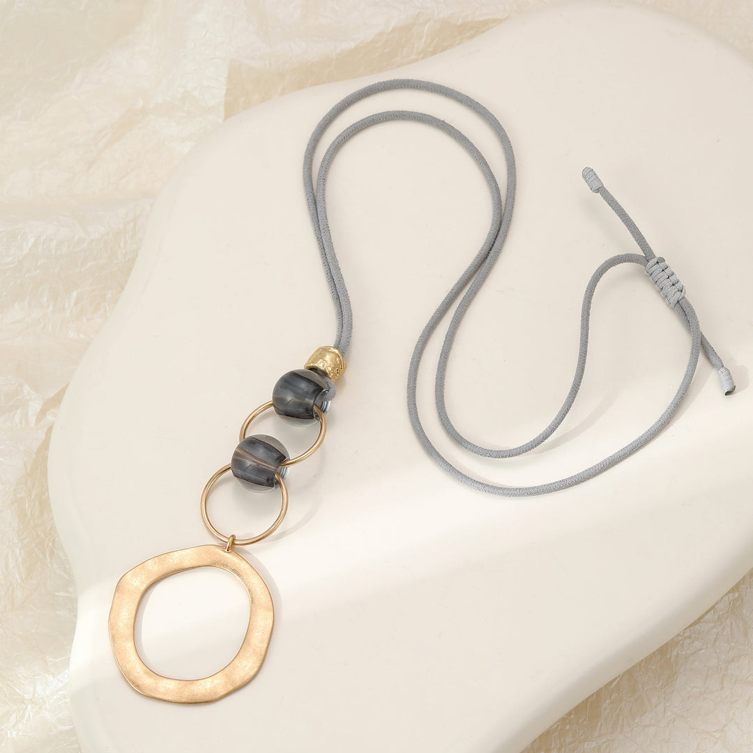 Molly Marble Adjustable Long Necklace Gold - Sugarplum Boutique