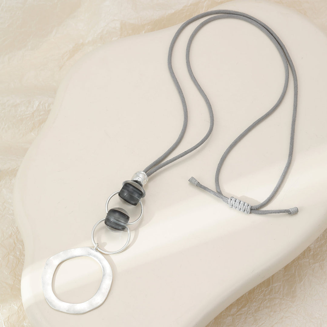 Molly Marble Adjustable Long Necklace Silver - Sugarplum Boutique