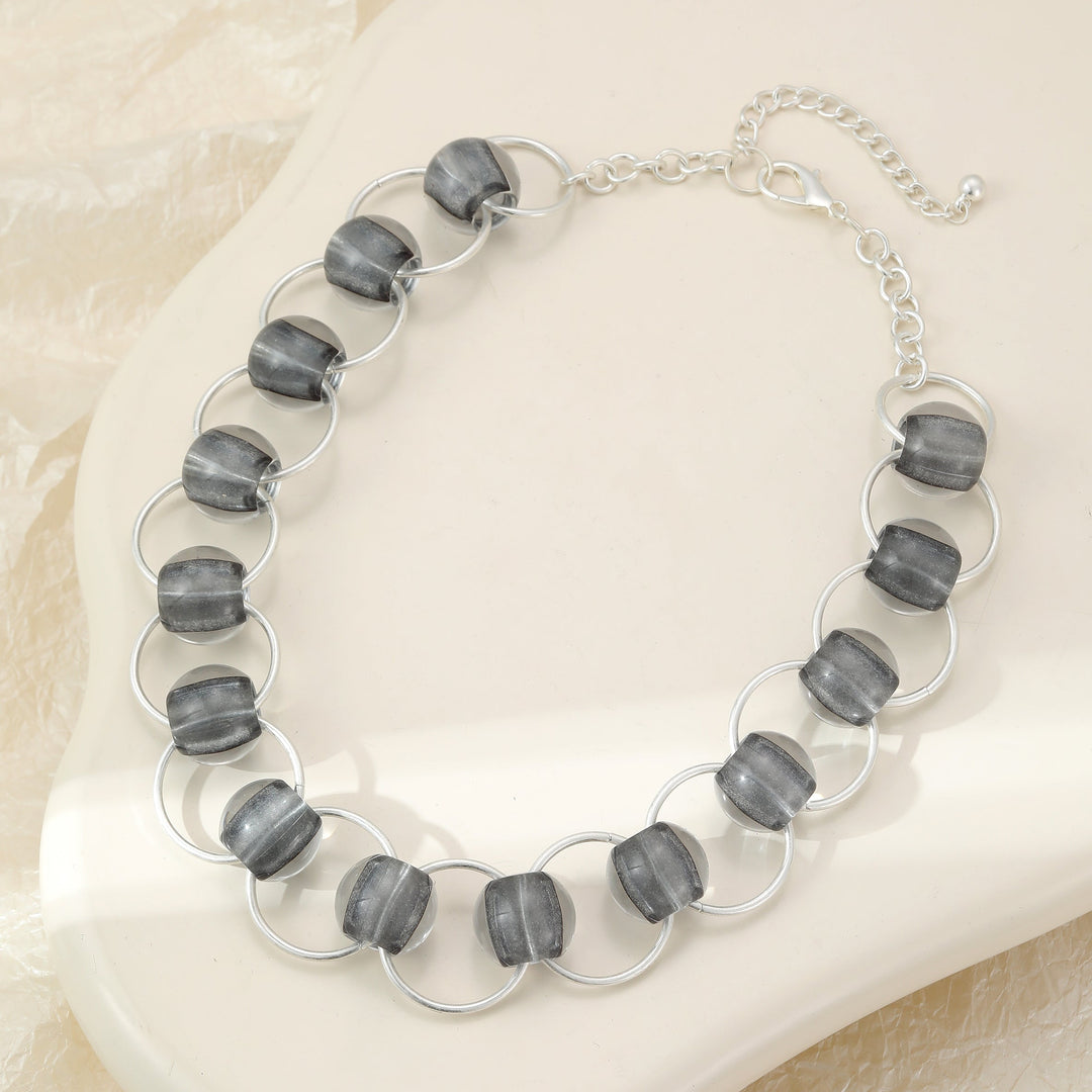 Molly Marble Short Necklace Silver - Sugarplum Boutique