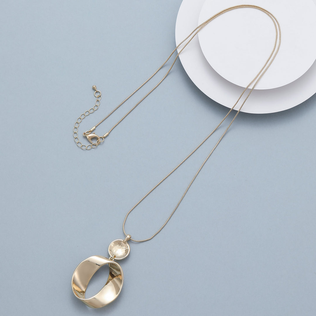 Naomi Open Circle Long Necklace Gold - Sugarplum Boutique