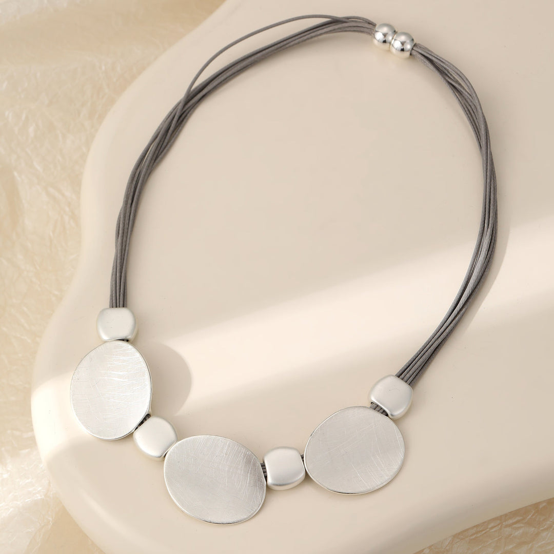 Ollie Ovals Multi Strand Magnetic Short Necklace Silver - Sugarplum Boutique