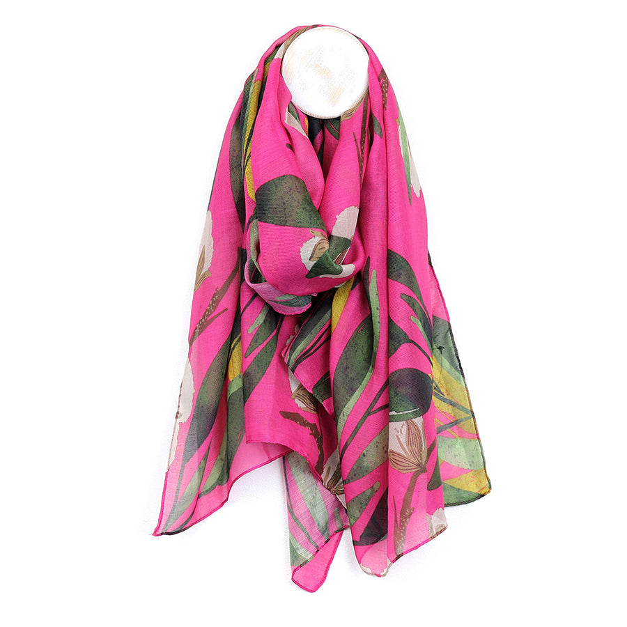 POM Recycled Botanical Print Scarf Cerise Pink – Sugarplum