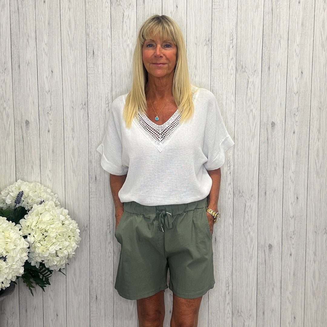 Paris Plain Magic Shorts Khaki Green - Sugarplum Boutique