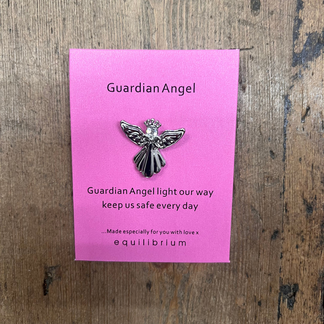 Platinum Plated Guardian Angel Pin Brooch Light Our Way - Sugarplum Boutique