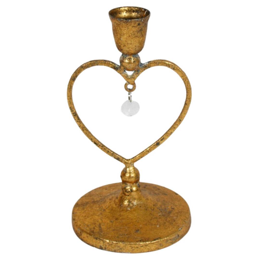Vintage Gold Heart Candle Holder - Sugarplum Boutique