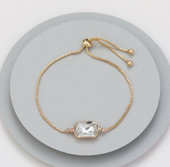 Lauren Diamante Gem Bracelet Crystal Gold - Sugarplum Boutique