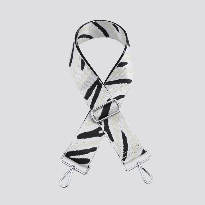 Double Zebra Print Interchangeable Bag Strap Silver - Sugarplum Boutique