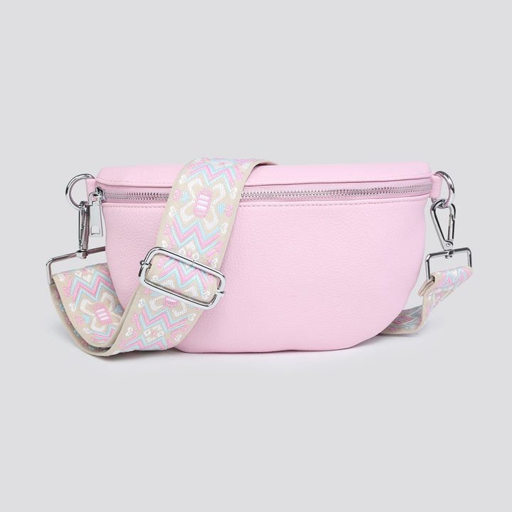 Maddie Side Bag Silver Zip Pink - Sugarplum Boutique
