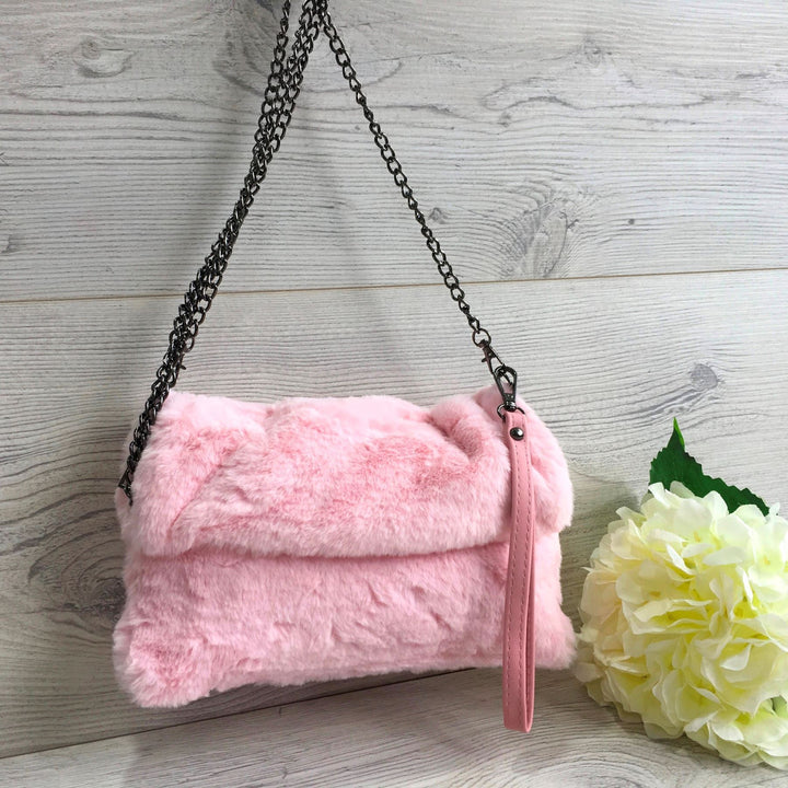 Billy Faux Fur Handbag Pink - Sugarplum Boutique