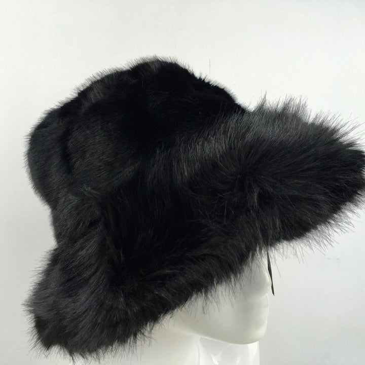 Billy Faux Fur Bucket Hat Black - Sugarplum Boutique