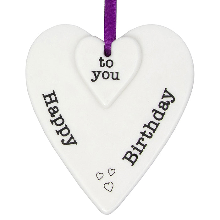 Happy Birthday Ceramic Heart - Sugarplum Boutique