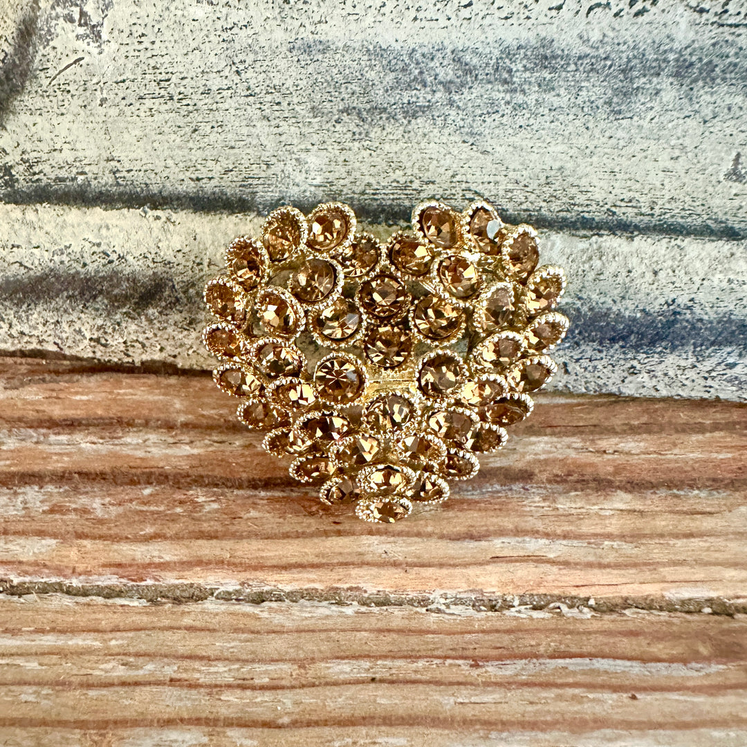 3D Heart Brooch Gold - Sugarplum Boutique