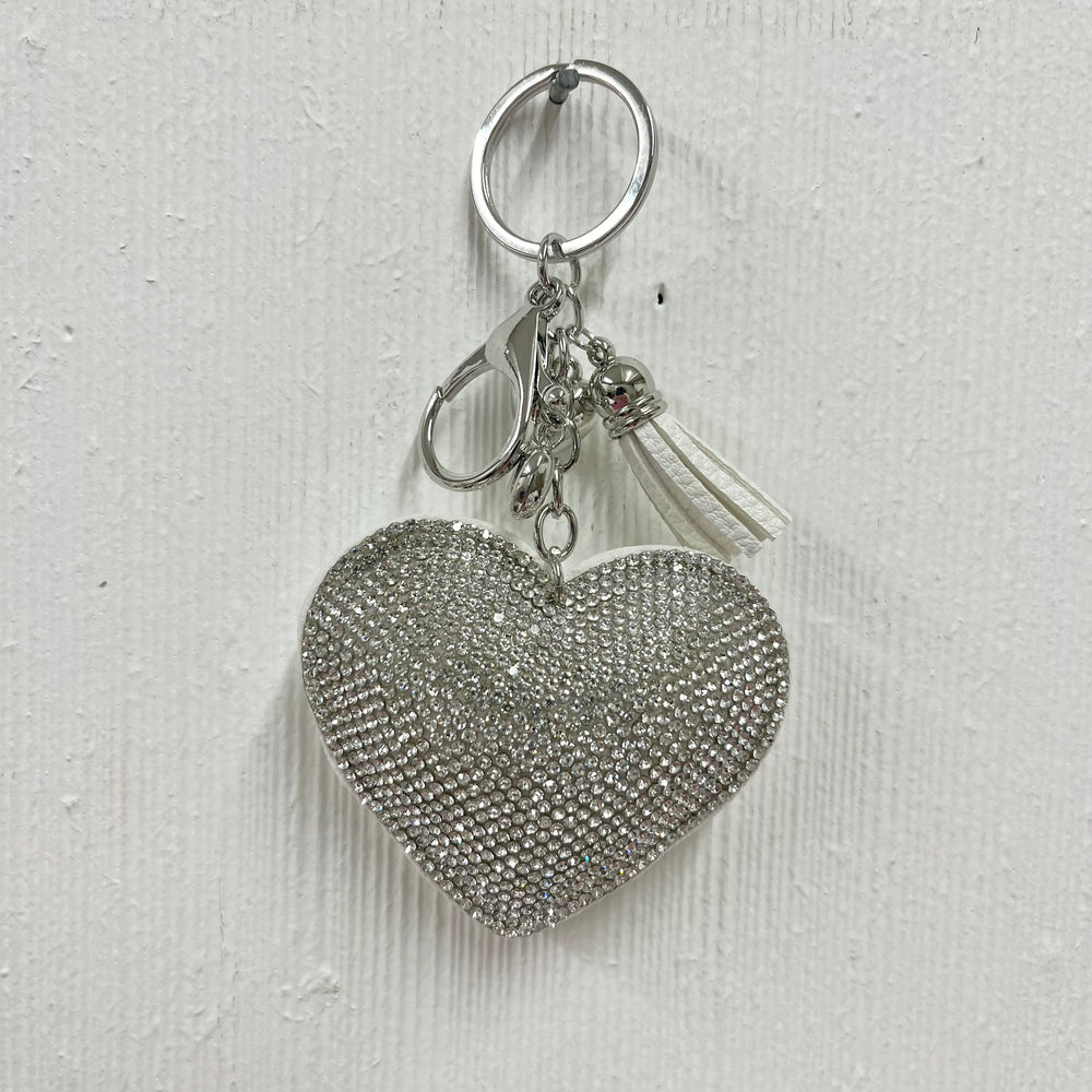 Diamante Heart Keyring White - Sugarplum Boutique