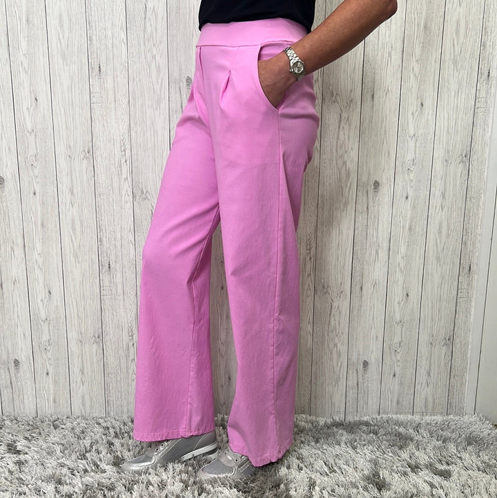 Winnie Wide Leg Magic Trouser Bubblegum Pink - Sugarplum Boutique