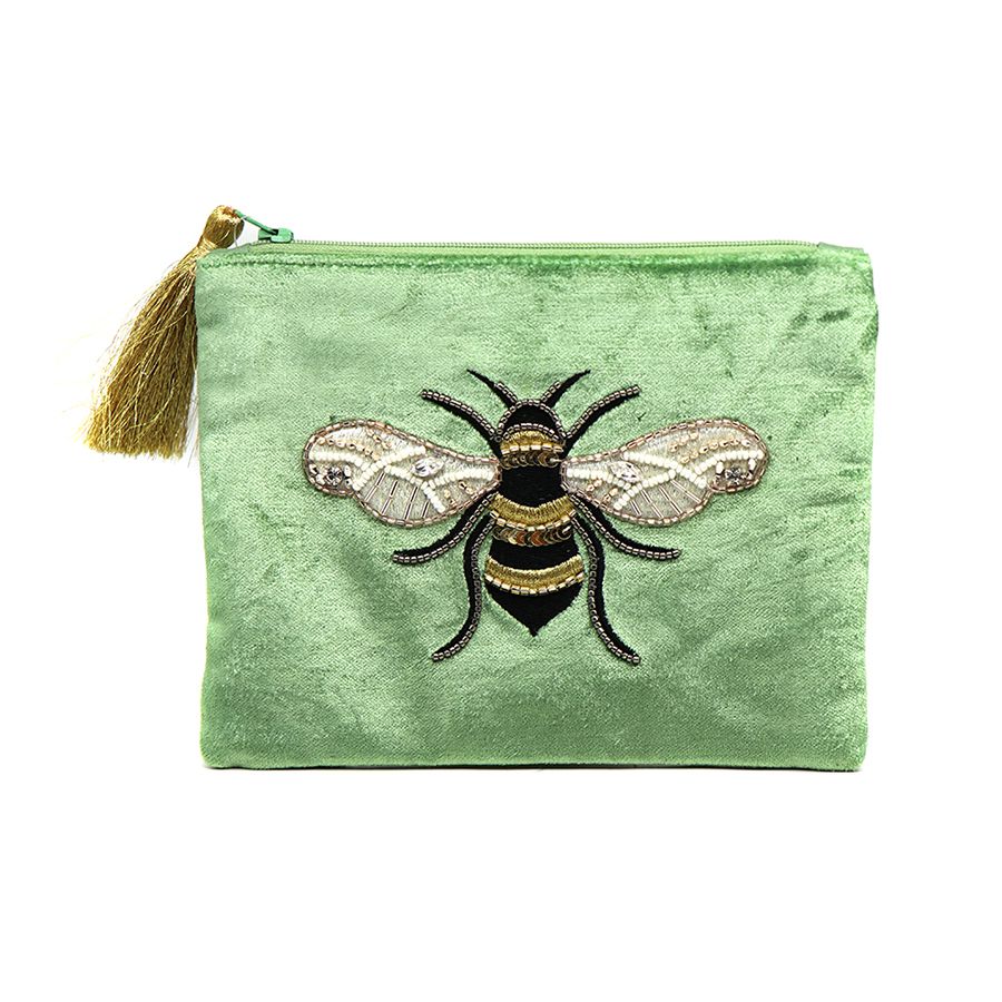 POM Green Embroidered Bee Purse - Sugarplum Boutique