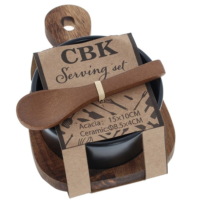 Acacia Black Tapas Serving Set - Sugarplum Boutique