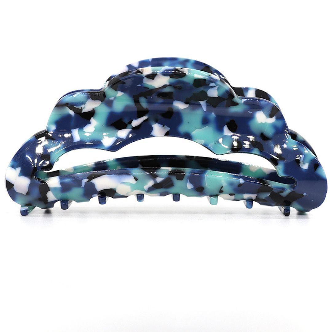 Acrylic Scalloped Claw Hairclip Dark Blue  - Sugarplum Boutique