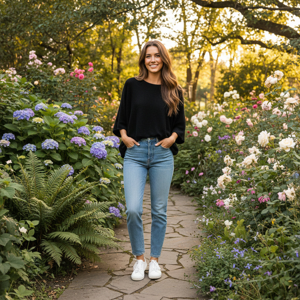 Addie Relaxed Fit Black Half Sleeve Jumper - Sugarplum Boutique