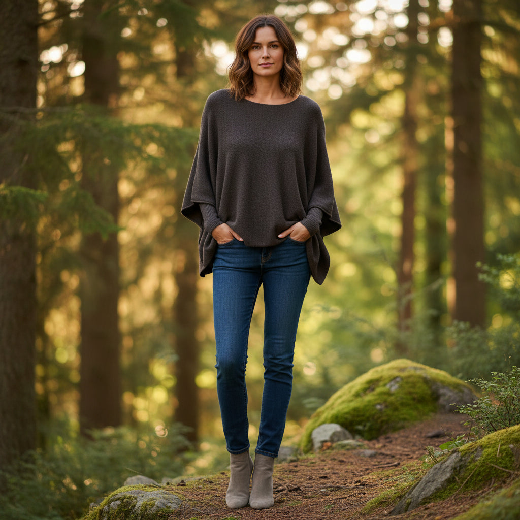 Addie Relaxed Fit Chocolate Brown Half Sleeve Jumper - Sugarplum Boutique