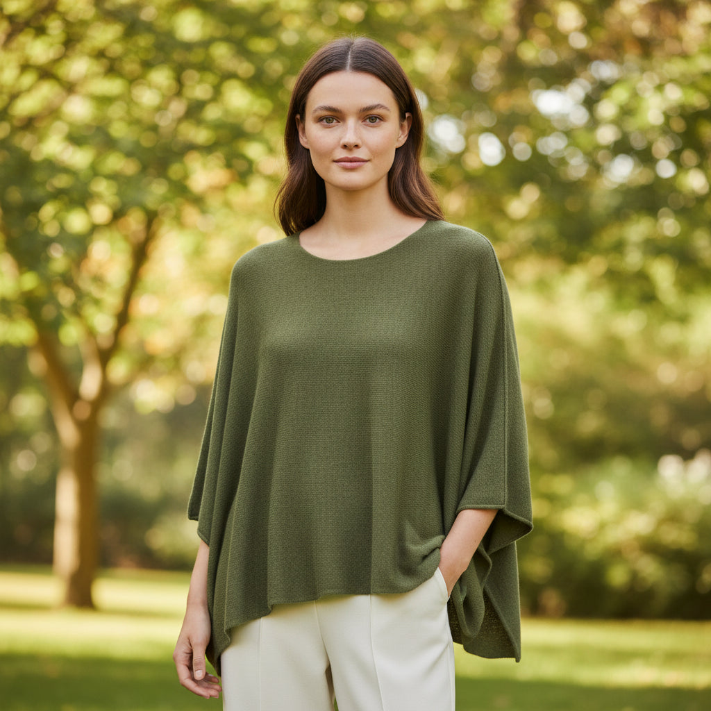 Addie Relaxed Fit Khaki Green Half Sleeve Jumper - Sugarplum Boutique