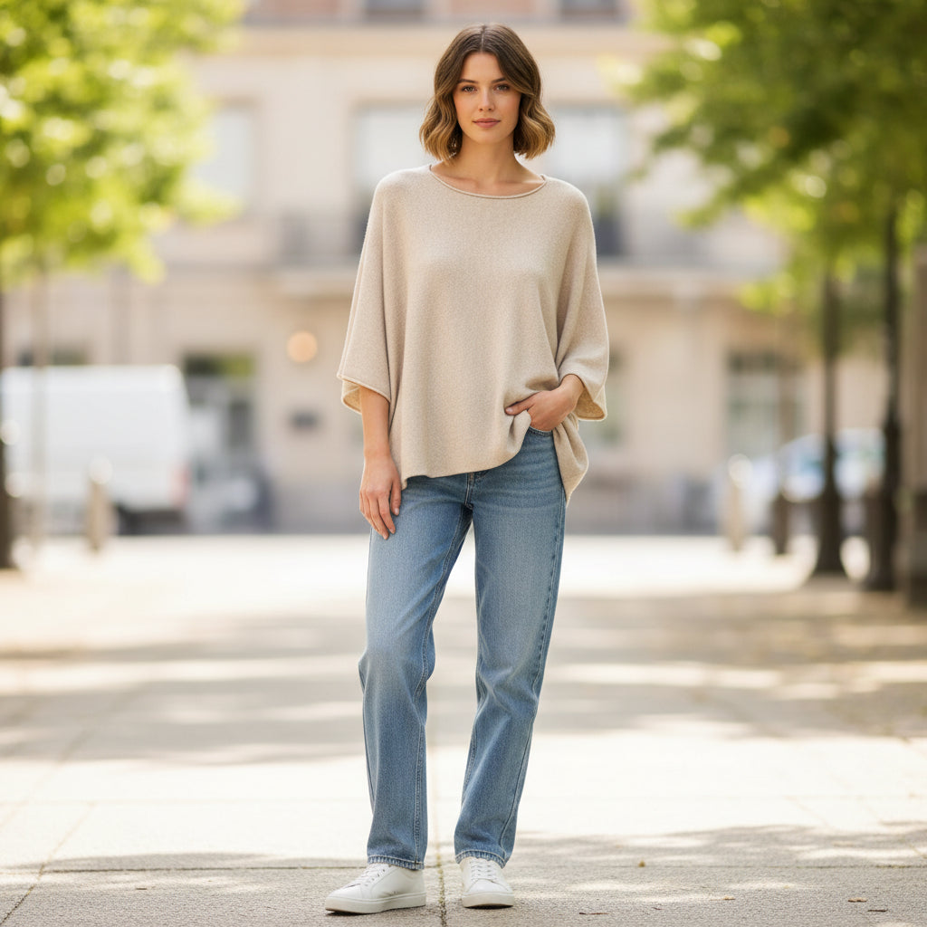 Addie Relaxed Fit Stone Half Sleeve Jumper - Sugarplum Boutique